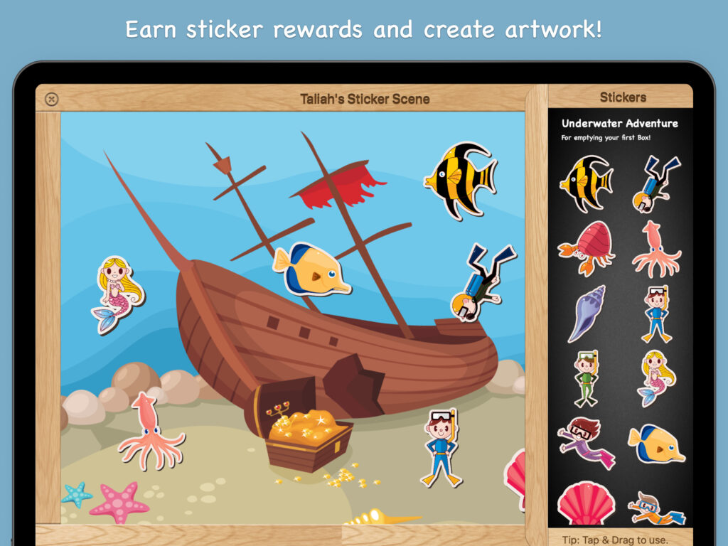 Earn sticker rewards to create artwork!